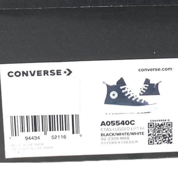 Converse Chuck Taylor Lugged Lift Platform Shoe Kid Leather A005540C NWOB - Picture 9 of 10